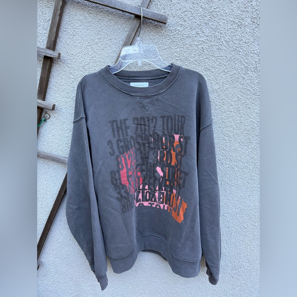 Anine Bing Ramona Street Graphic Sweatshirt Grey - Picture 4 of 10